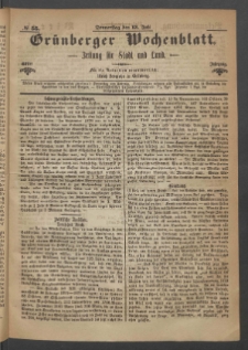 Grünberger Wochenblatt: Zeitung für Stadt und Land, No. 55. (13. Juli 1871)