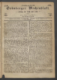 Gr&uuml;nberger Wochenblatt: Zeitung f&uuml;r Stadt und Land, No. 57. (20. Juli 1871)