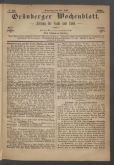 Gr&uuml;nberger Wochenblatt: Zeitung f&uuml;r Stadt und Land, No. 58. (23. Juli 1871)