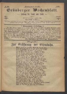 Gr&uuml;nberger Wochenblatt: Zeitung f&uuml;r Stadt und Land, No. 78. (1. October 1871)