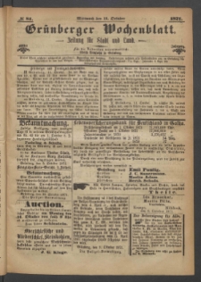 Gr&uuml;nberger Wochenblatt: Zeitung f&uuml;r Stadt und Land, No. 81. (11. October 1871)