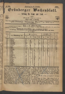 Gr&uuml;nberger Wochenblatt: Zeitung f&uuml;r Stadt und Land, No. 82. (15. October 1871)