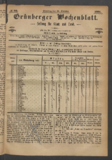 Grünberger Wochenblatt: Zeitung für Stadt und Land, No. 82. (15. October 1871)