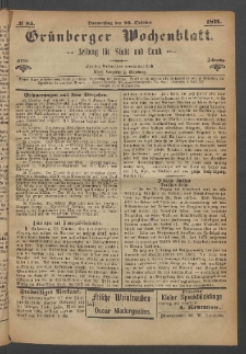 Gr&uuml;nberger Wochenblatt: Zeitung f&uuml;r Stadt und Land, No. 85. (26. October 1871)