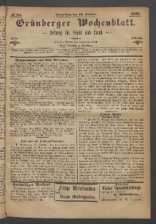 Grünberger Wochenblatt: Zeitung für Stadt und Land, No. 85. (26. October 1871)