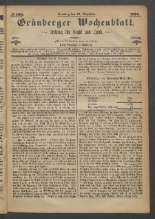 Grünberger Wochenblatt: Zeitung für Stadt und Land, No. 100. (17. Dezember 1871)