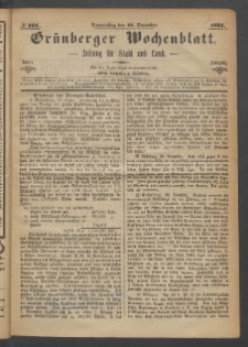 Gr&uuml;nberger Wochenblatt: Zeitung f&uuml;r Stadt und Land, No. 101. (21. Dezember 1871)