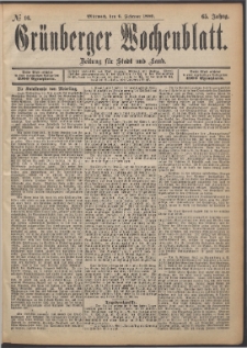 Grünberger Wochenblatt: Zeitung für Stadt und Land, No. 16. (6. Februar 1889)