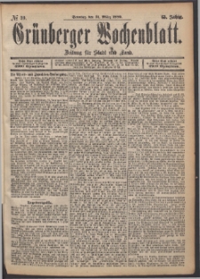 Gr&uuml;nberger Wochenblatt: Zeitung f&uuml;r Stadt und Land, No. 39. (31. M&auml;rz 1889)