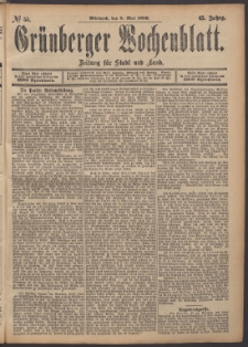 Grünberger Wochenblatt: Zeitung für Stadt und Land, No. 55. (8. Mai 1889)