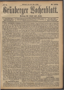 Gr&uuml;nberger Wochenblatt: Zeitung f&uuml;r Stadt und Land, No. 61. (22. Mai 1889)