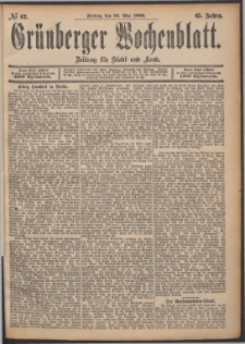 Gr&uuml;nberger Wochenblatt: Zeitung f&uuml;r Stadt und Land, No. 62. (24. Mai 1889)