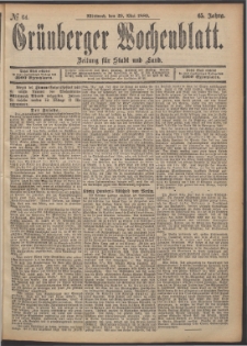 Gr&uuml;nberger Wochenblatt: Zeitung f&uuml;r Stadt und Land, No. 64. (29. Mai 1889)