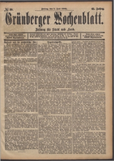 Grünberger Wochenblatt: Zeitung für Stadt und Land, No. 80. (5. Juli 1889)