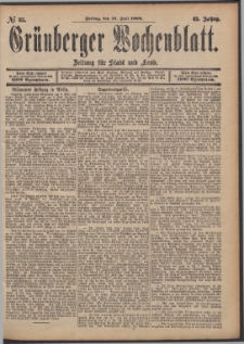 Gr&uuml;nberger Wochenblatt: Zeitung f&uuml;r Stadt und Land, No. 83. (12. Juli 1889)