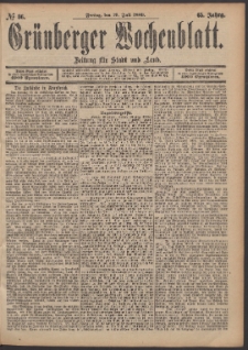 Gr&uuml;nberger Wochenblatt: Zeitung f&uuml;r Stadt und Land, No. 86. (19. Juli 1889)