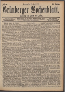 Gr&uuml;nberger Wochenblatt: Zeitung f&uuml;r Stadt und Land, No. 90. (28. Juli 1889)