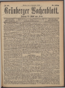 Gr&uuml;nberger Wochenblatt: Zeitung f&uuml;r Stadt und Land, No. 107. (6. September 1889)