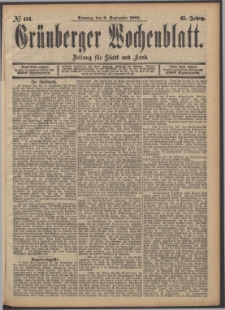 Gr&uuml;nberger Wochenblatt: Zeitung f&uuml;r Stadt und Land, No. 108. (8. September 1889)