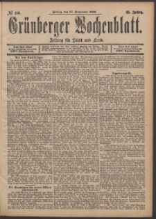 Gr&uuml;nberger Wochenblatt: Zeitung f&uuml;r Stadt und Land, No. 116. (27. September 1889)