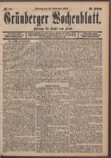 Gr&uuml;nberger Wochenblatt: Zeitung f&uuml;r Stadt und Land, No. 117. (29. September 1889)