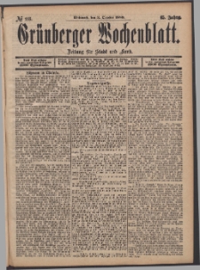 Gr&uuml;nberger Wochenblatt: Zeitung f&uuml;r Stadt und Land, No. 118. (2. October 1889)