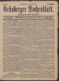 Gr&uuml;nberger Wochenblatt: Zeitung f&uuml;r Stadt und Land, No. 121. (9. October 1889)