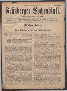Gr&uuml;nberger Wochenblatt: Zeitung f&uuml;r Stadt und Land, No. 122. (11. October 1889)