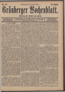 Gr&uuml;nberger Wochenblatt: Zeitung f&uuml;r Stadt und Land, No. 123. (13. October 1889)