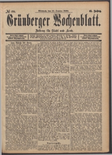 Gr&uuml;nberger Wochenblatt: Zeitung f&uuml;r Stadt und Land, No. 124. (16. October 1889)