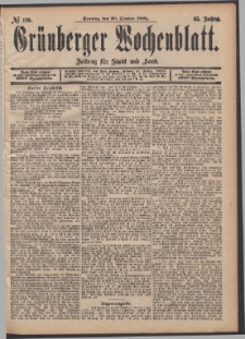 Gr&uuml;nberger Wochenblatt: Zeitung f&uuml;r Stadt und Land, No. 126. (20. October 1889)