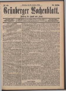 Grünberger Wochenblatt: Zeitung für Stadt und Land, No. 126. (20. October 1889)