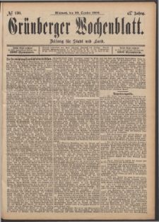 Grünberger Wochenblatt: Zeitung für Stadt und Land, No. 130. (30. October 1889)
