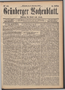 Gr&uuml;nberger Wochenblatt: Zeitung f&uuml;r Stadt und Land, No. 133. (6. November 1889)