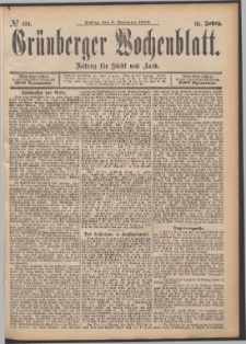Gr&uuml;nberger Wochenblatt: Zeitung f&uuml;r Stadt und Land, No. 134. (8. November 1889)