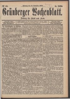 Grünberger Wochenblatt: Zeitung für Stadt und Land, No. 135. (10. November 1889)