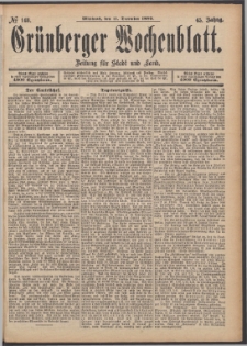 Gr&uuml;nberger Wochenblatt: Zeitung f&uuml;r Stadt und Land, No. 148. (11. December 1889)
