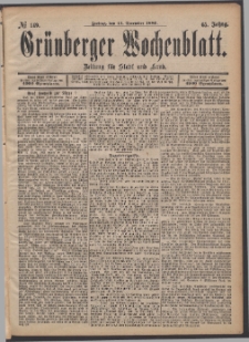 Grünberger Wochenblatt: Zeitung für Stadt und Land, No. 149. (13. December 1889)
