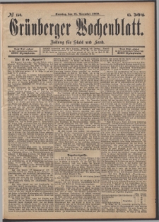 Gr&uuml;nberger Wochenblatt: Zeitung f&uuml;r Stadt und Land, No. 150. (15. December 1889)