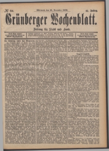 Gr&uuml;nberger Wochenblatt: Zeitung f&uuml;r Stadt und Land, No. 151. (18. December 1889)