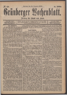 Gr&uuml;nberger Wochenblatt: Zeitung f&uuml;r Stadt und Land, No. 153. (22. December 1889)