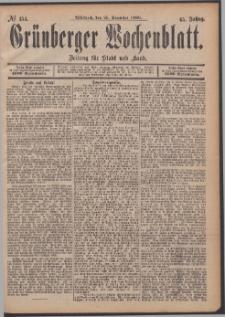Gr&uuml;nberger Wochenblatt: Zeitung f&uuml;r Stadt und Land, No. 154. (25. December 1889)