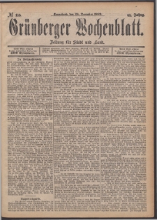 Gr&uuml;nberger Wochenblatt: Zeitung f&uuml;r Stadt und Land, No. 155. (28. December 1889)