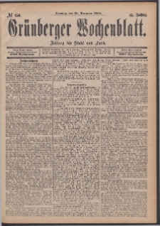 Gr&uuml;nberger Wochenblatt: Zeitung f&uuml;r Stadt und Land, No. 156. (29. December 1889)