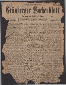 Gr&uuml;nberger Wochenblatt: Zeitung f&uuml;r Stadt und Land, No. 9. (19. Januar 1890)
