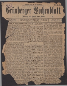 Grünberger Wochenblatt: Zeitung für Stadt und Land, No. 9. (19. Januar 1890)