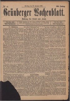 Gr&uuml;nberger Wochenblatt: Zeitung f&uuml;r Stadt und Land, No. 11. (24. Januar 1890)