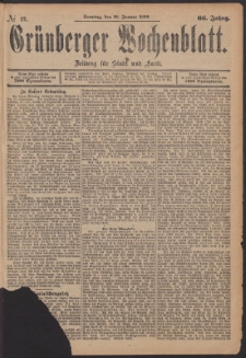 Grünberger Wochenblatt: Zeitung für Stadt und Land, No. 12. (26. Januar 1890)
