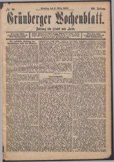 Gr&uuml;nberger Wochenblatt: Zeitung f&uuml;r Stadt und Land, No. 30. (9. M&auml;rz 1890)