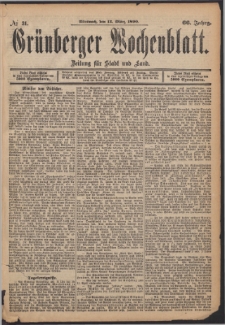 Gr&uuml;nberger Wochenblatt: Zeitung f&uuml;r Stadt und Land, No. 31. (12. M&auml;rz 1890)